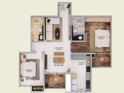 4 BHK floor plan — Purva Northern Lights